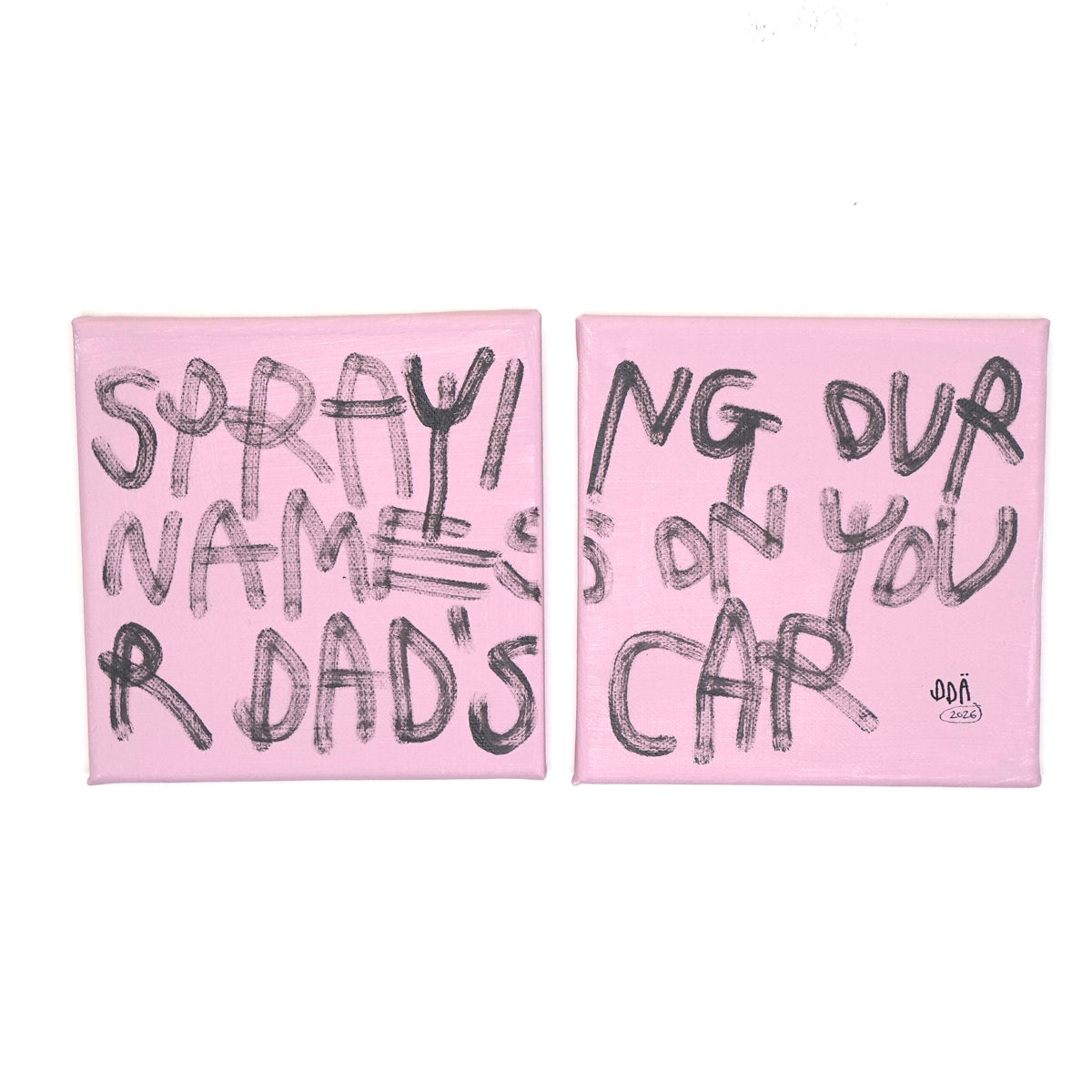 SRAYING OUR NAMES ON YOUR DAD'S CAR